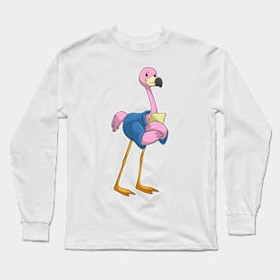 Flamingo as Secretary with Notepad Long Sleeve T-Shirt